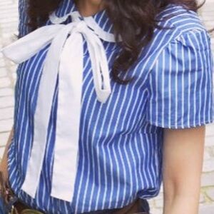 RED Valentino: Blue and White Striped Women's Top